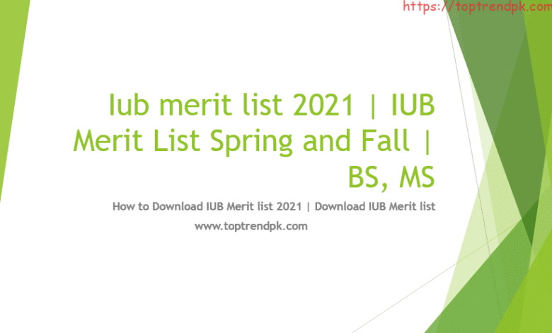 IUB merit List 2021