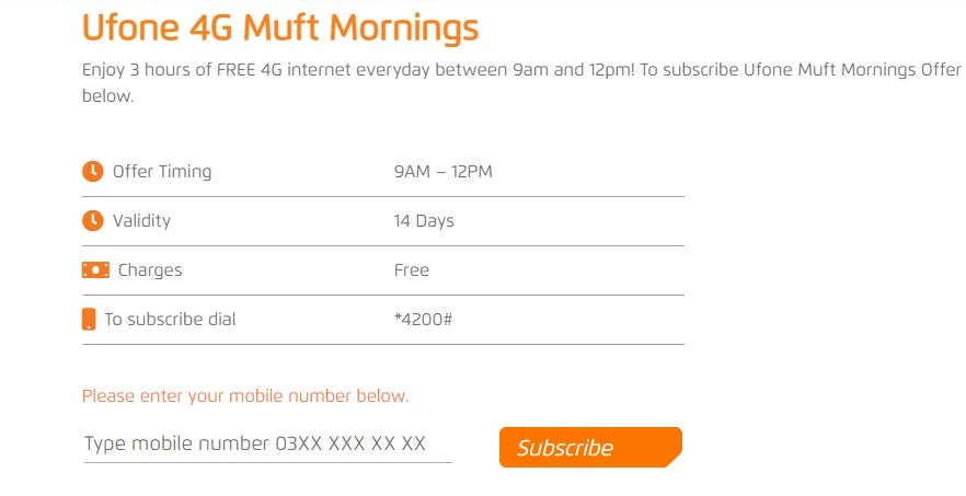 Ufone Muft Mornings offer