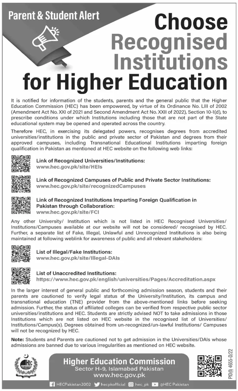 How To Choose HEC Recognized University in Pakistan 2024
