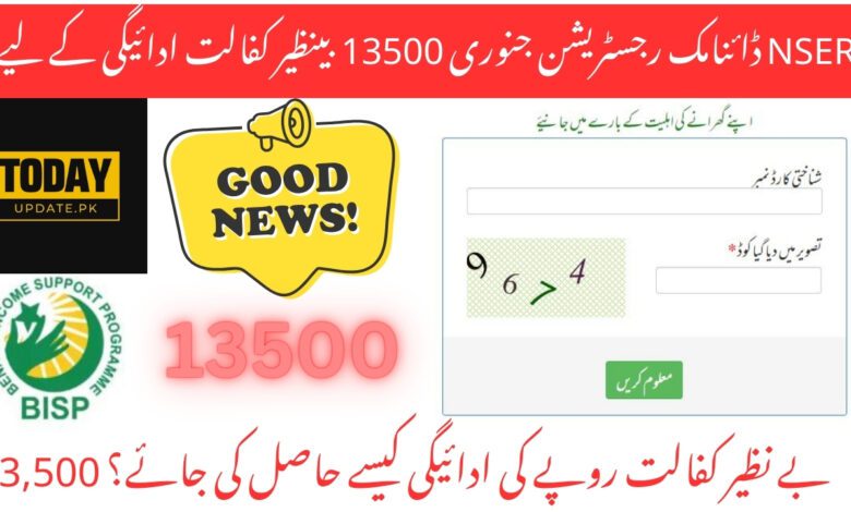 NSER Dynamic Registration January For Benazir Kafaalat Payment 13500