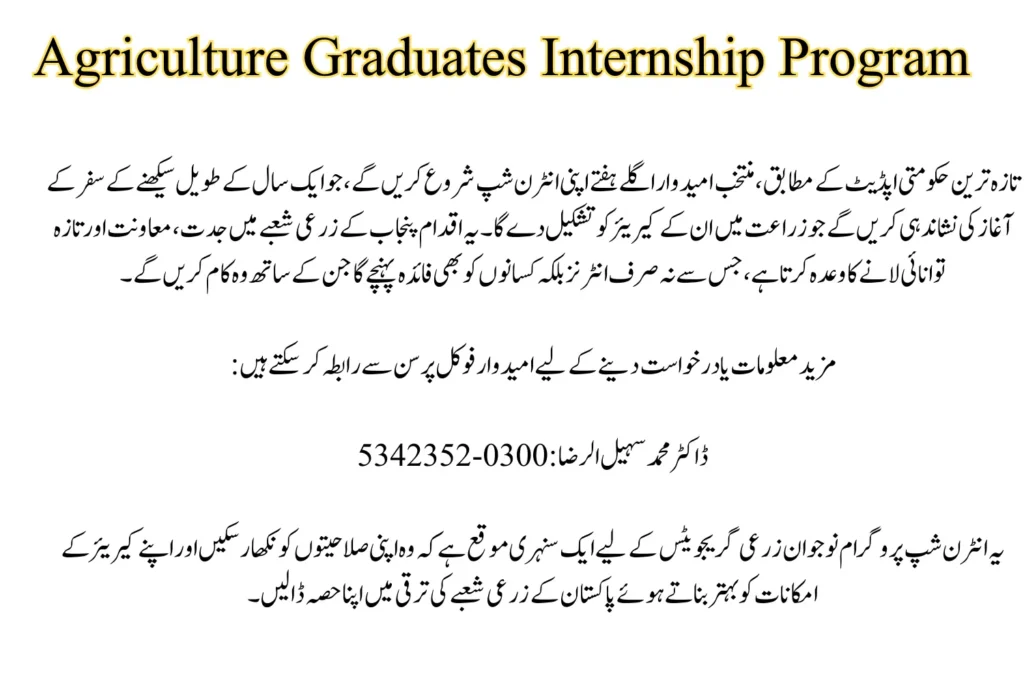 Agriculture Graduates Internship Program