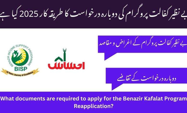 What documents are required to apply for the Benazir Kafalat Program Reapplication?